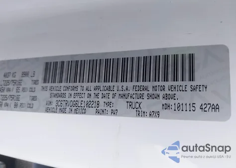 2020 Ram Promaster 2500 High Roof 159 Wb z USA, uszkodzony, nr VIN 3C6TRVDG6LE102218